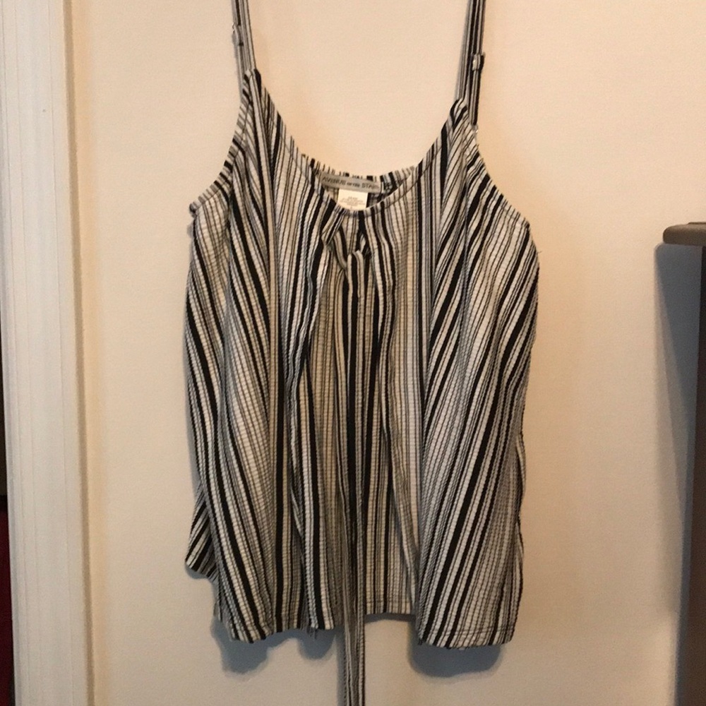 Black&White Striped Spaghetti Strap Top